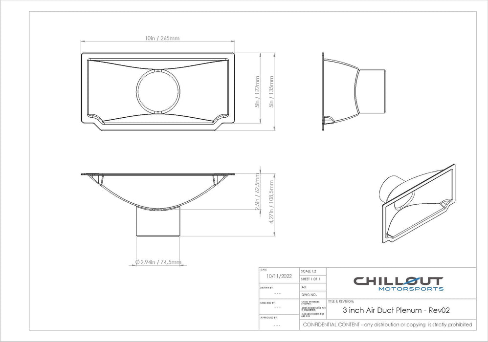 3-inch Air Duct Plenum for Motorsport Cooling Systems by Chillout Motorsports