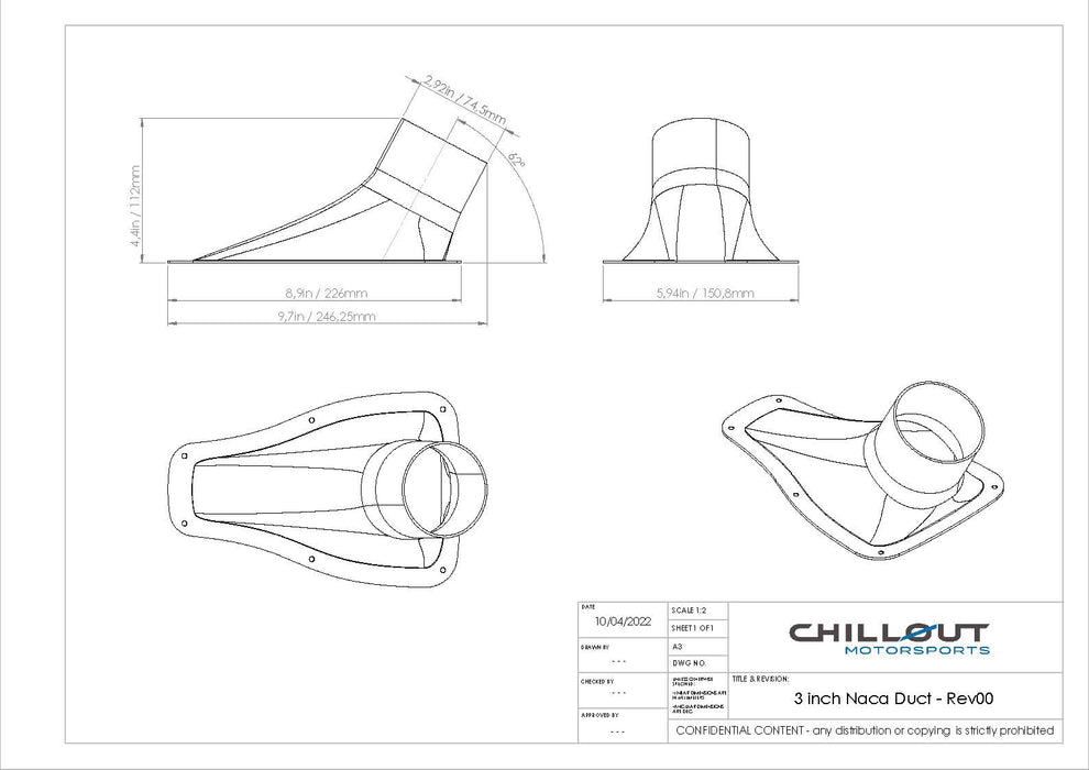 Chillout Systems 3" Carbon Fiber NACA Duct Motorsport