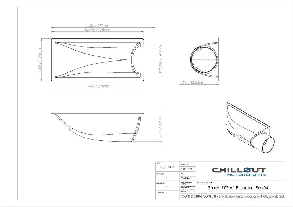 3" Carbon Fiber 90º Air Plenum Install Template