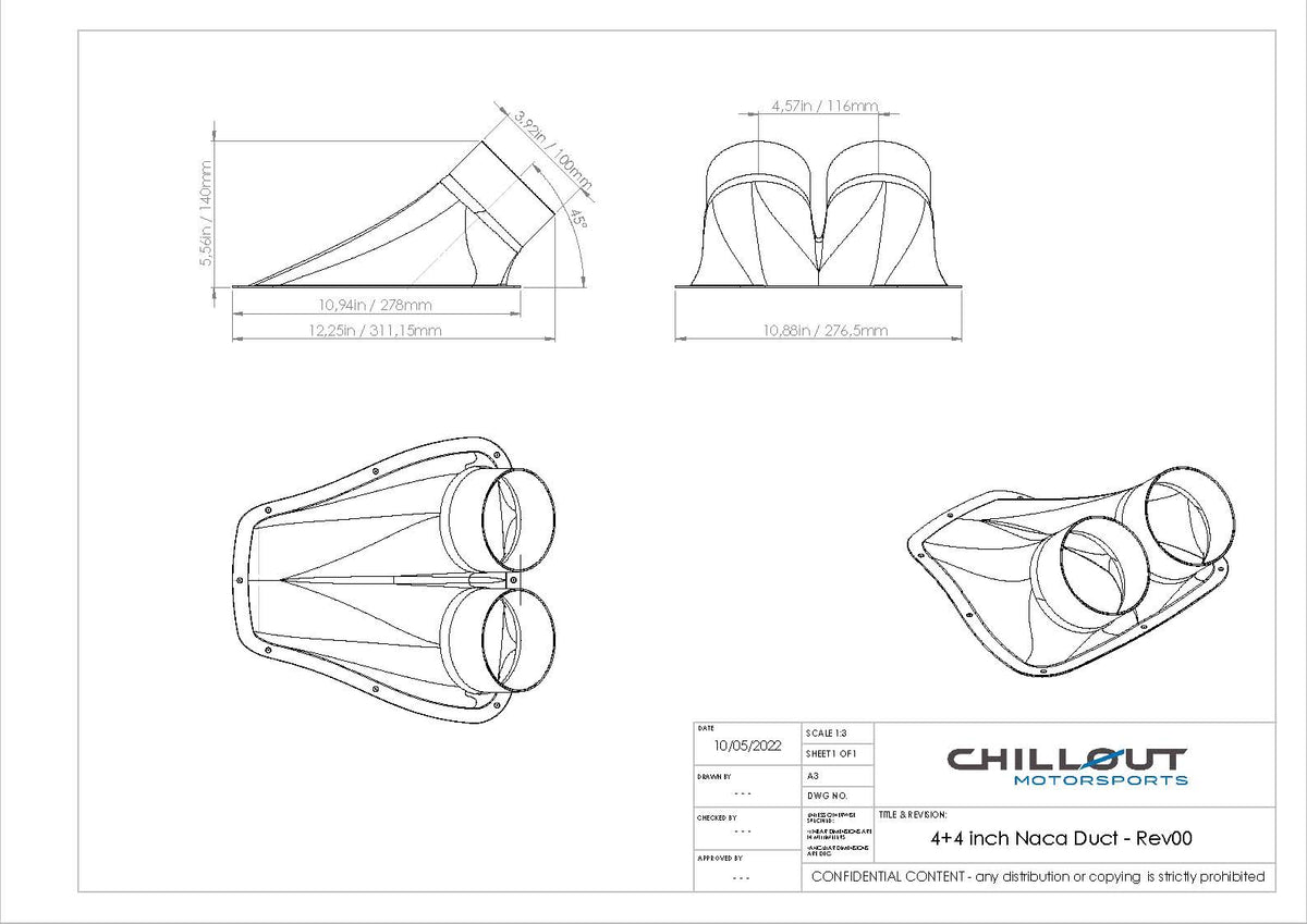 Chillout Systems 4&quot; Carbon Fiber NACA Duct (Dual) Motorsport